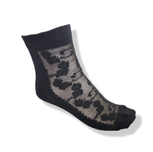 Chaussettes fleuries noires transparentes