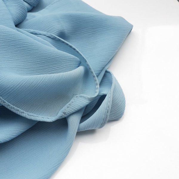 Hijab mousseline plissé bleu turquoise