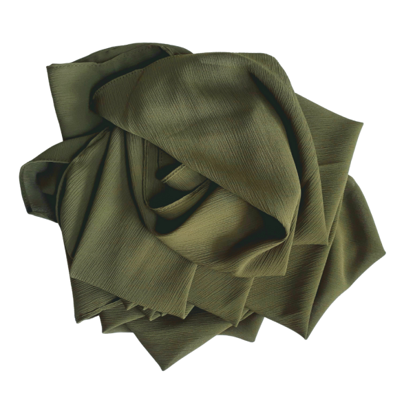 Hijab mousseline plissé vert kaki